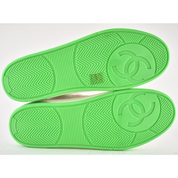 Chanel Mens 20P White Multicolor Neon CC Logo Flat Runner Trainer Sneaker 44 11 - Picture 12 of 12